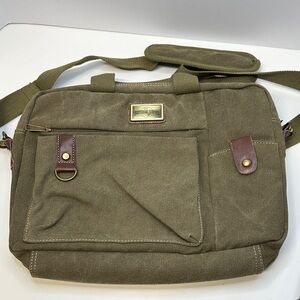 Universal Studios Olive Green Canvas Messenger/13” Computer Bag EUC